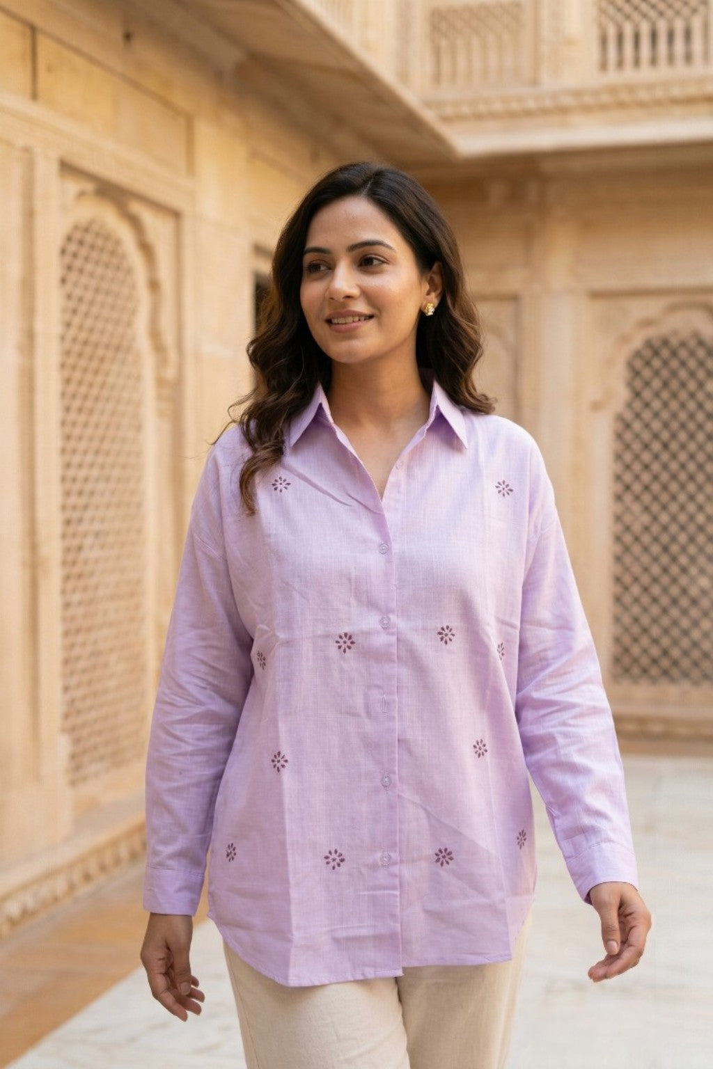 SANGANER BUTTI EMBROIDERED SHIRT