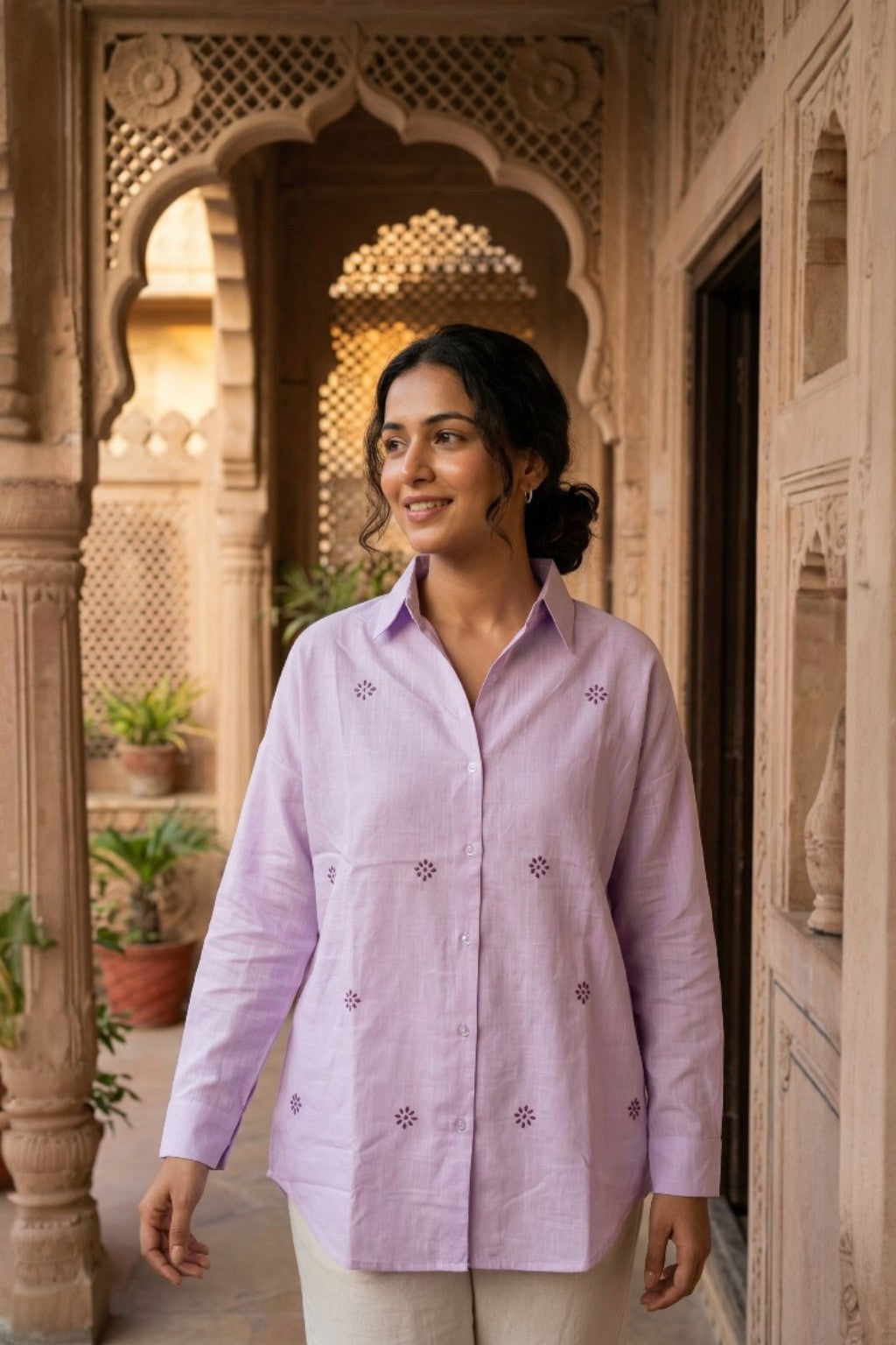 SANGANER BUTTI EMBROIDERED SHIRT