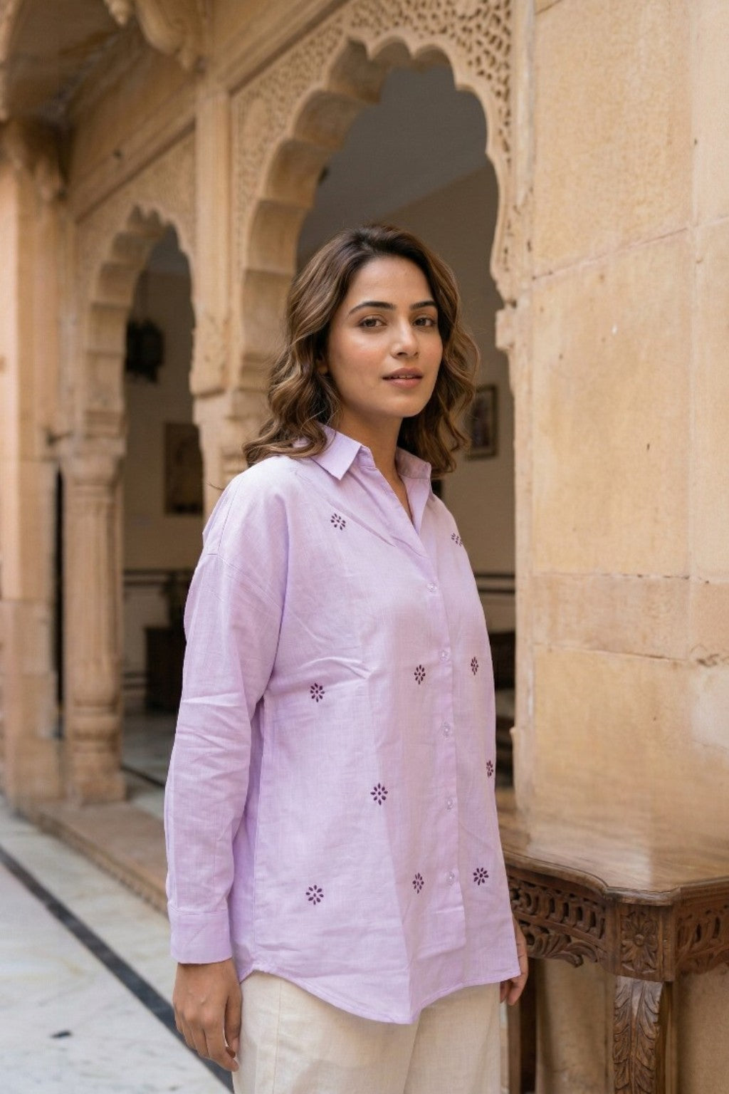 SANGANER BUTTI EMBROIDERED SHIRT