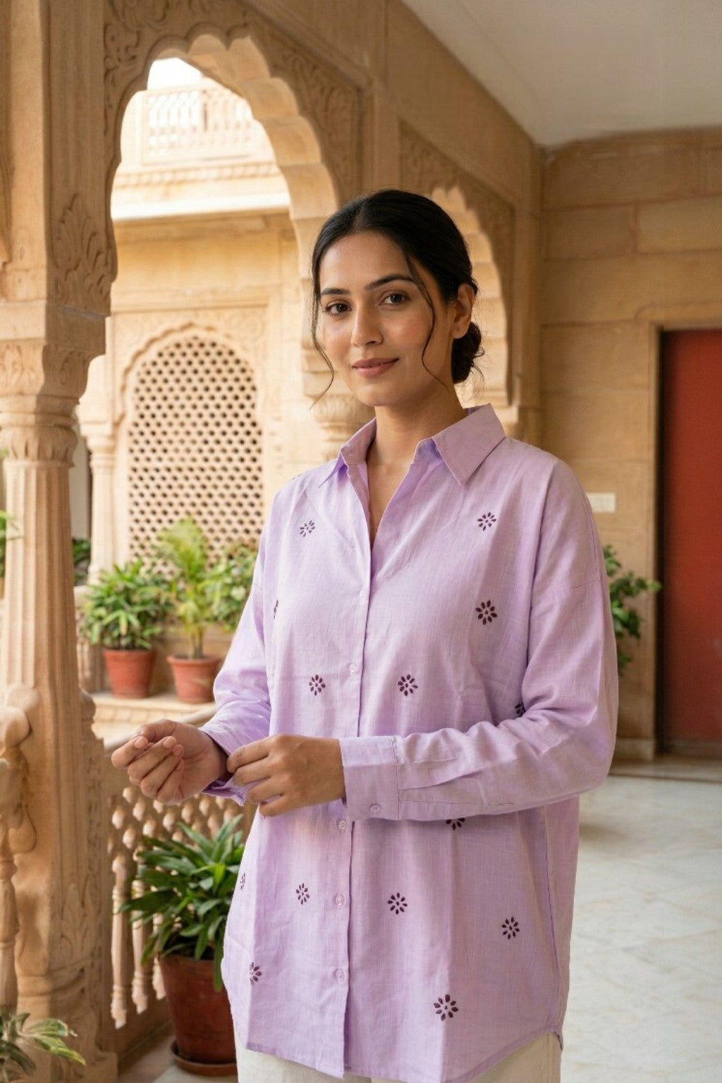 SANGANER BUTTI EMBROIDERED SHIRT