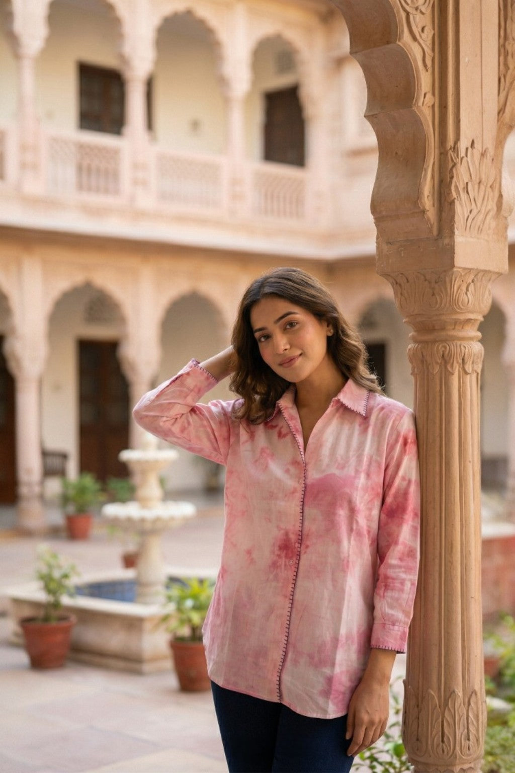 GULABI NAGARI EMBROIDERED SHIRT
