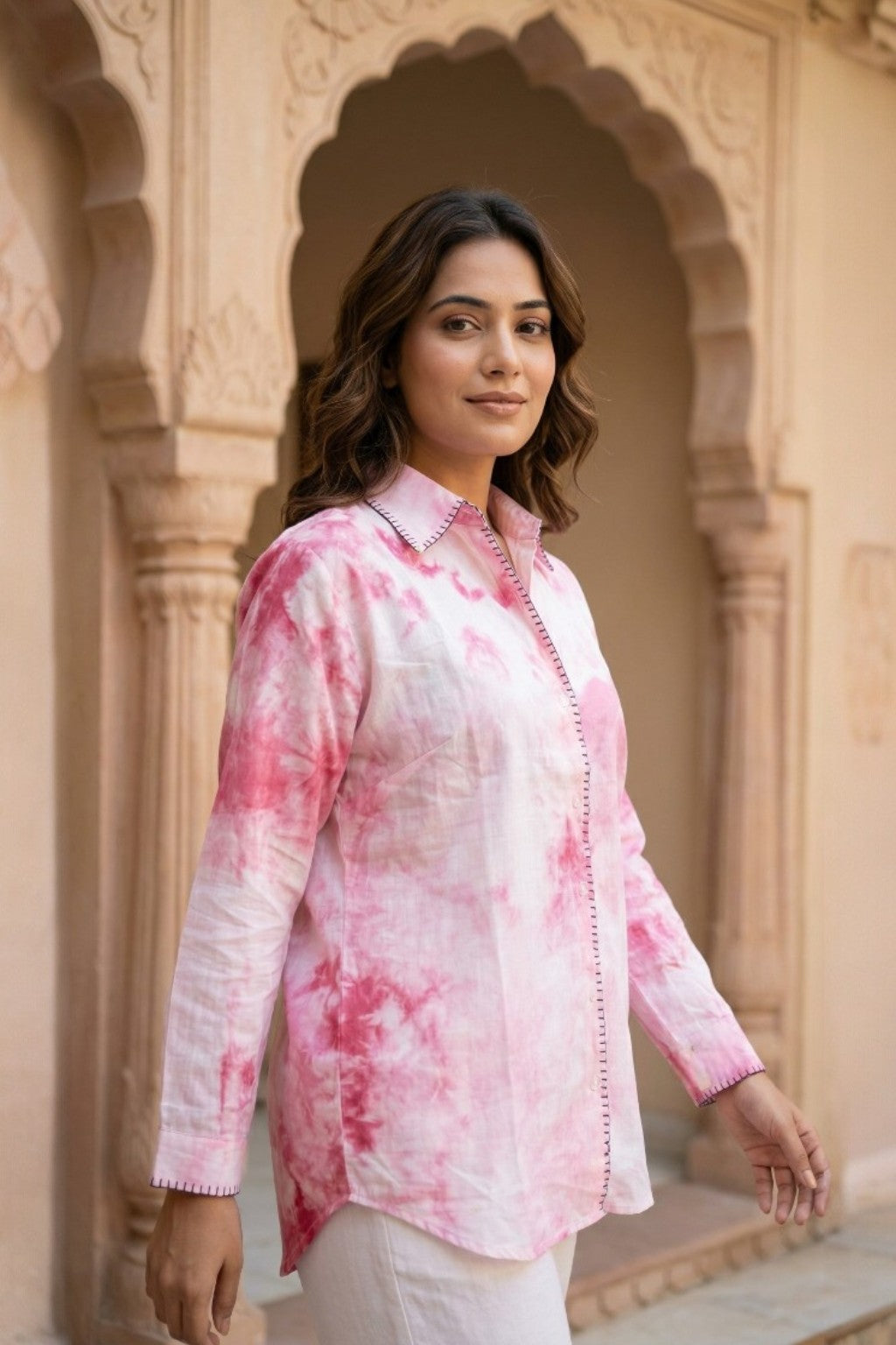 GULABI NAGARI EMBROIDERED SHIRT
