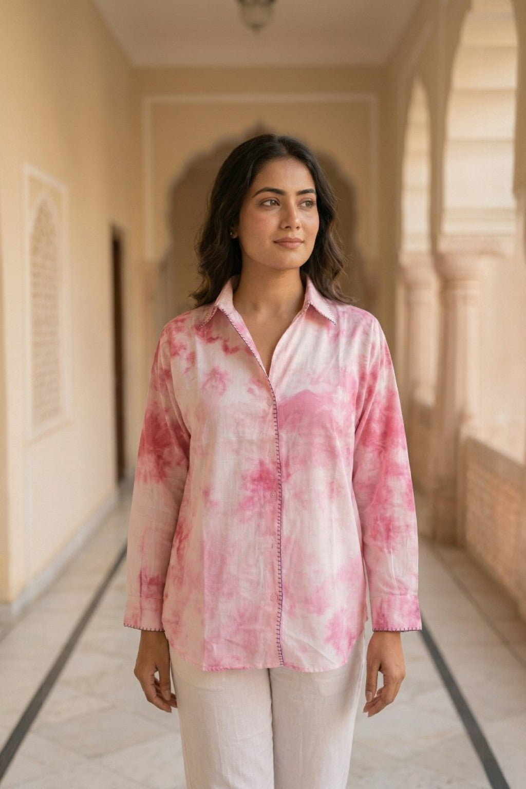 GULABI NAGARI EMBROIDERED SHIRT
