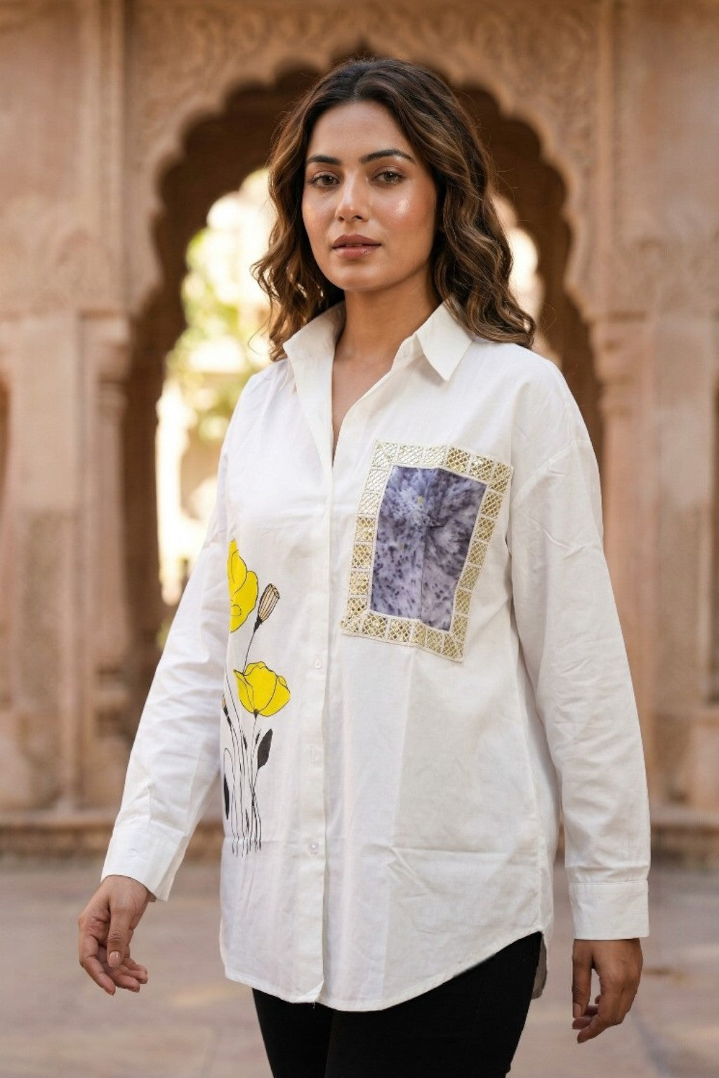 KESARIYA MEGH HAND PAINTED SHIRT