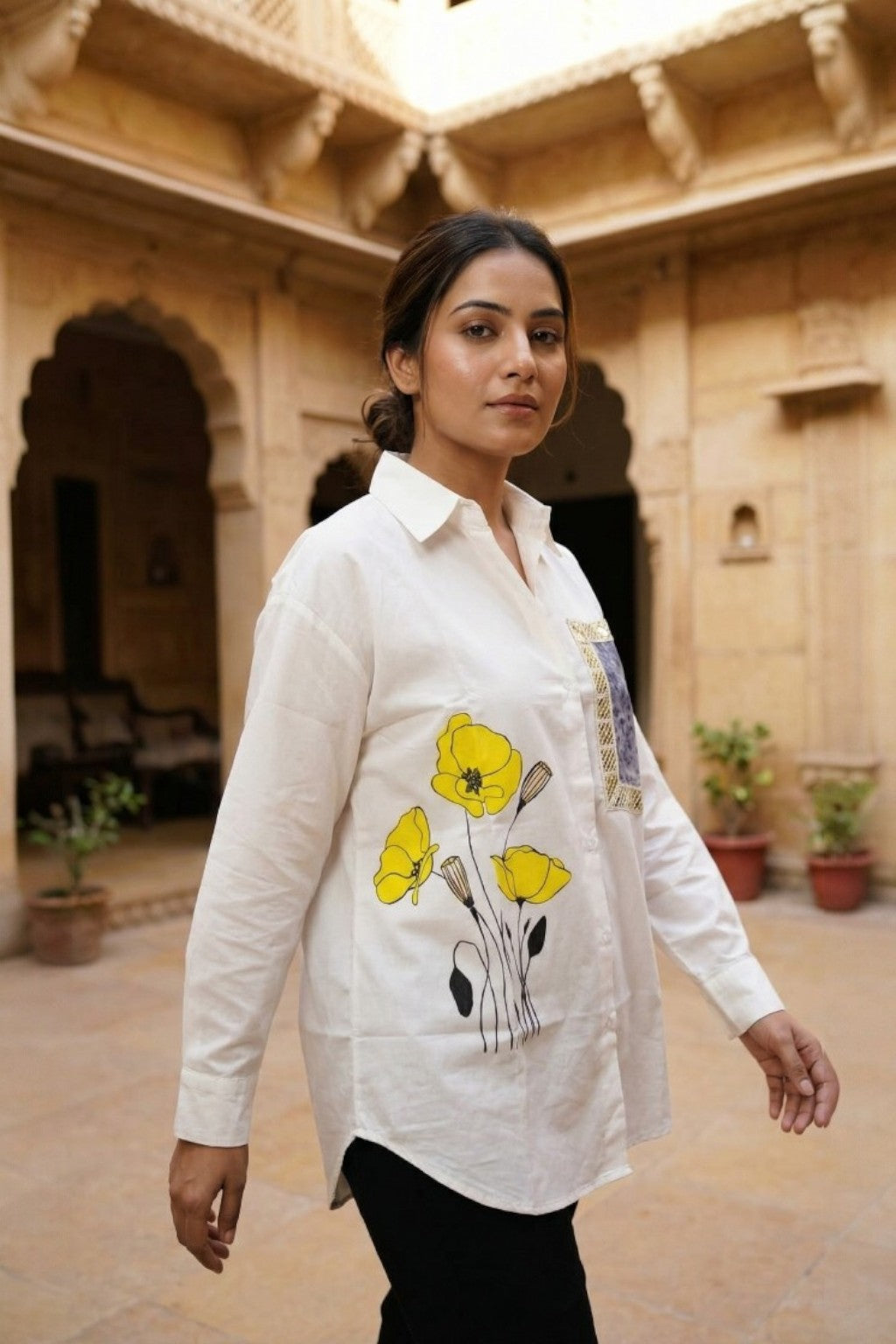 KESARIYA MEGH HAND PAINTED SHIRT