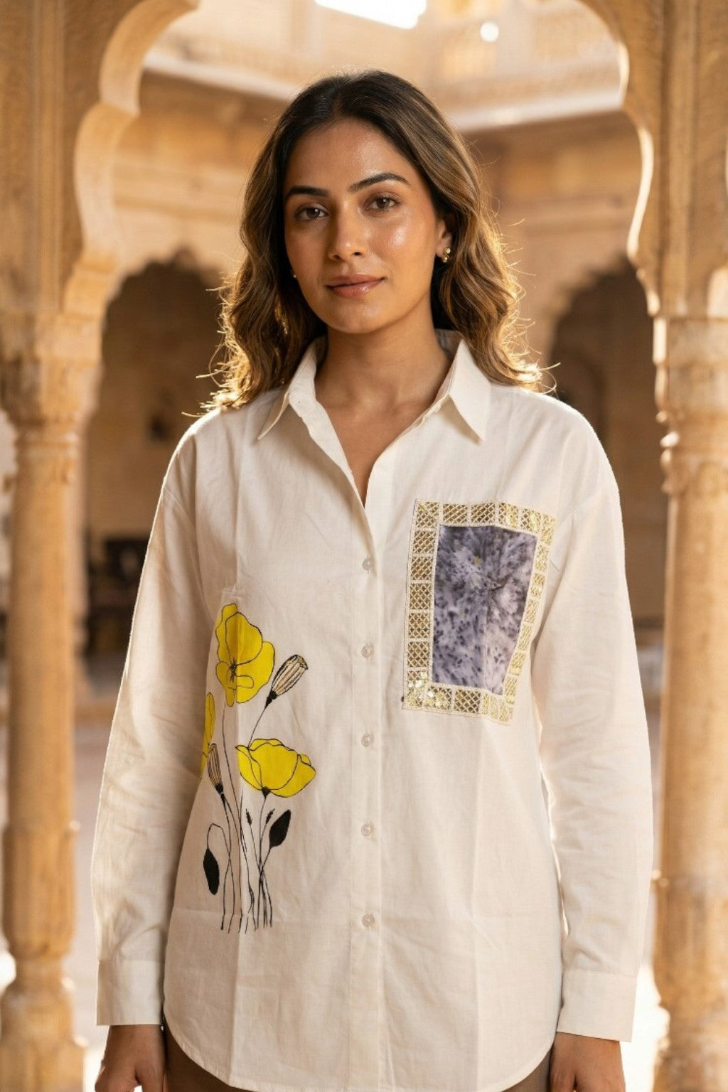 KESARIYA MEGH HAND PAINTED SHIRT