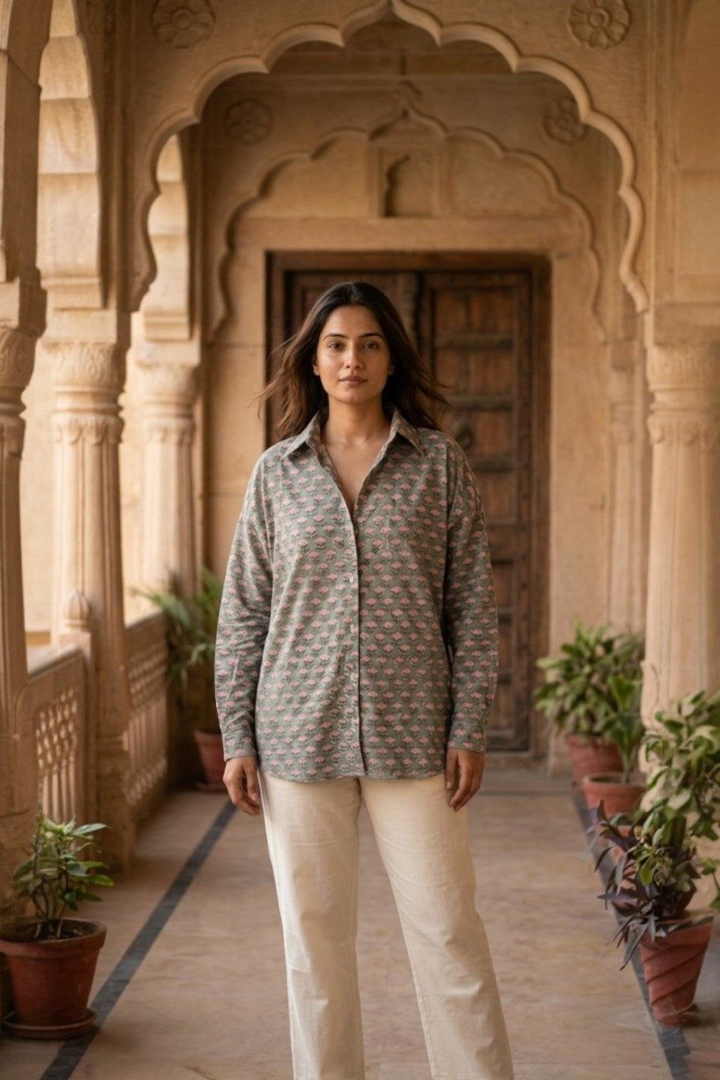JAL MAHAL SAGE HANDBLOCK SHIRT
