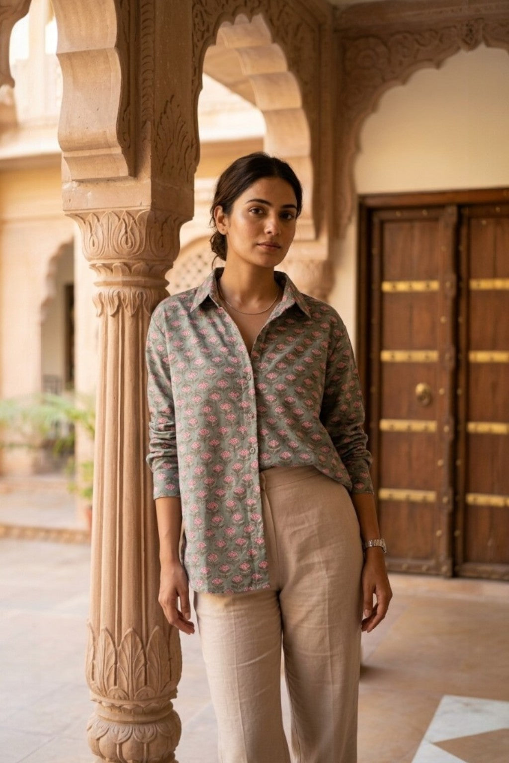JAL MAHAL SAGE HANDBLOCK SHIRT
