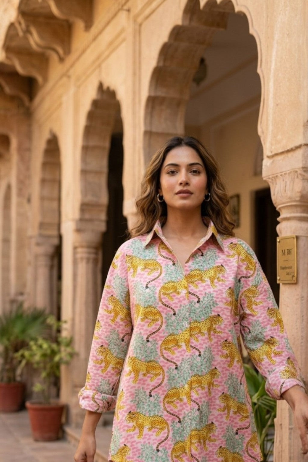 JHALANA LEOPARD HANDBLOCK SHIRT