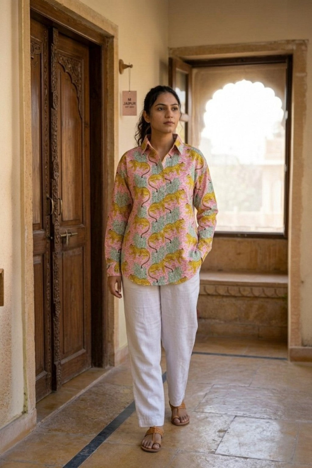 JHALANA LEOPARD HANDBLOCK SHIRT