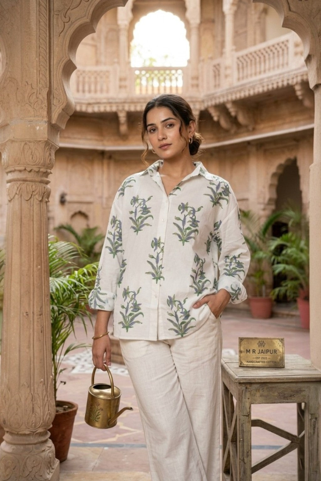 RAMBAGH LAVENDER HANDBLOCK SHIRT