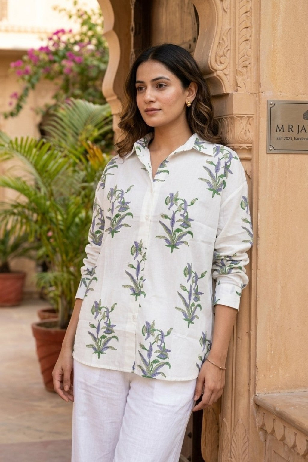 RAMBAGH LAVENDER HANDBLOCK SHIRT