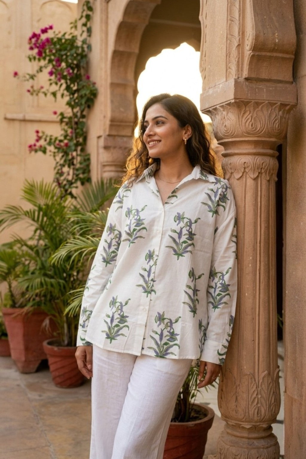 RAMBAGH LAVENDER HANDBLOCK SHIRT