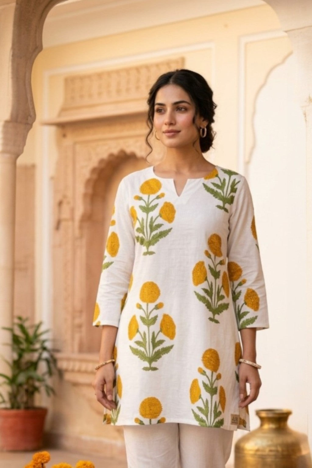 PALAASH BUTTI HANDBLOCK KURTI