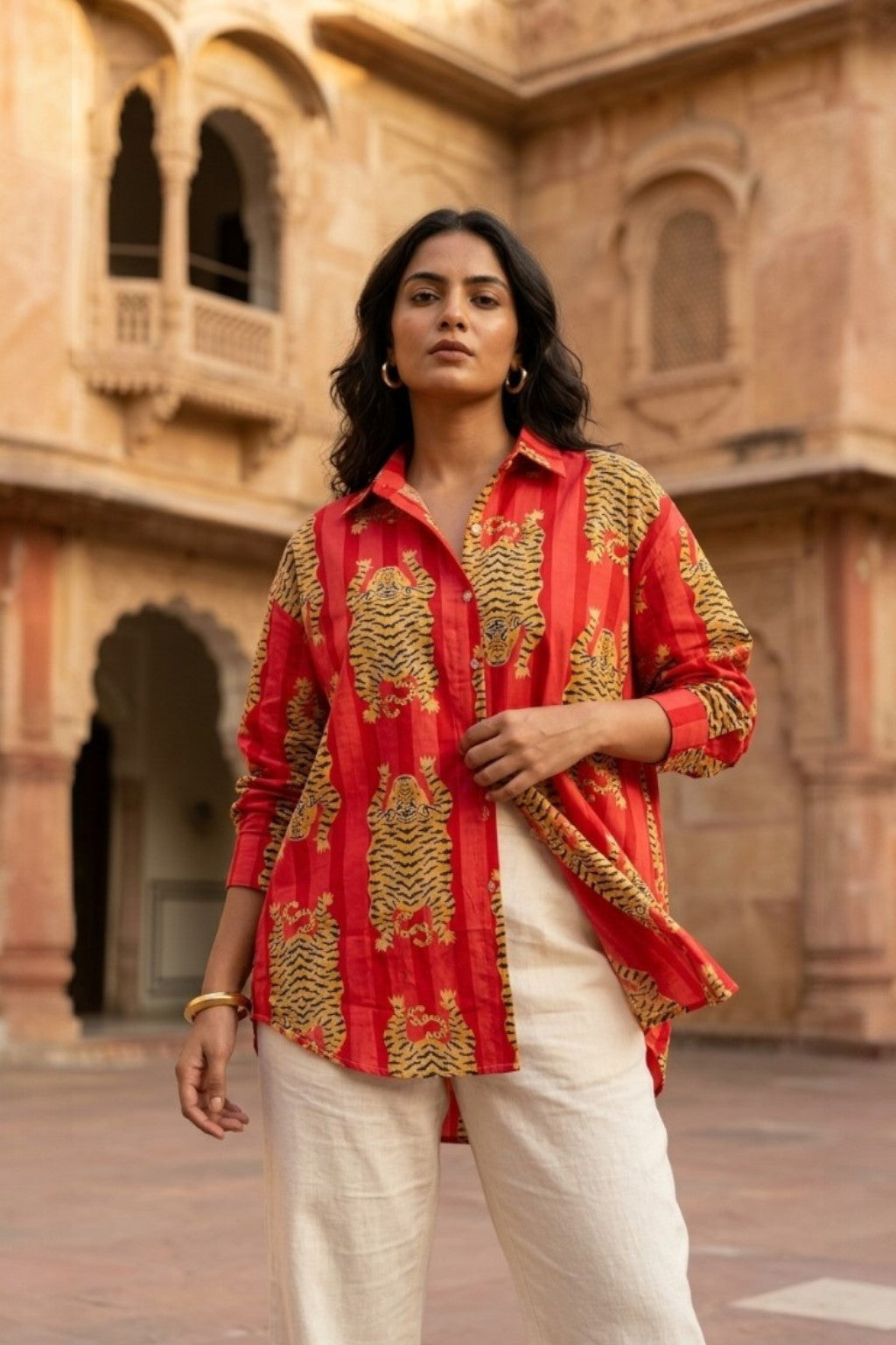 RANTHAMBORE TIGER HANDBLOCK SHIRT